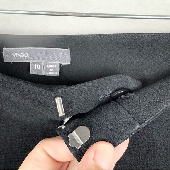 Vince High Waisted Pleated Slim Leg Crop Jogger Trouser Zip Hem Pants Black 10 - Picture 9 of 15
